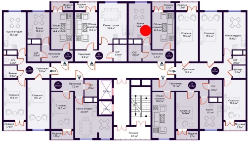 1-комнатная квартира 41.7 м²  6/16 этаж | Жилой комплекс Crystal Avenue