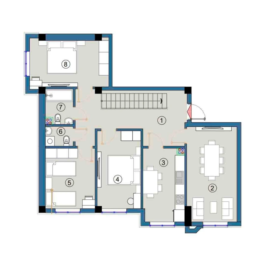 4-комнатная квартира 94 м²  1/1 этаж