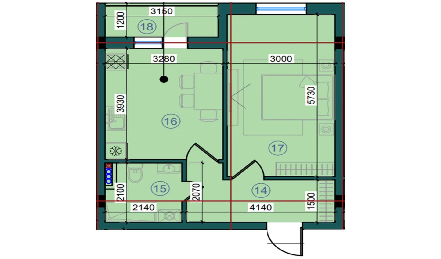 1-комн. квартира 46.7 м²  2/7 этаж | Жилой комплекс Bristol