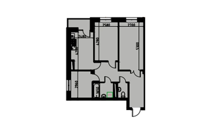 3-комнатная квартира 62.02 м²  3/3 этаж