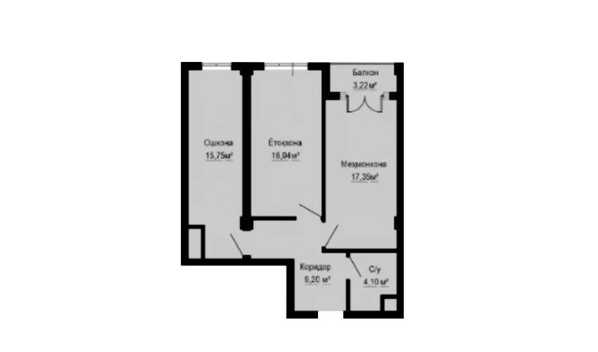 2-комнатная квартира 66.6 м²  13/13 этаж