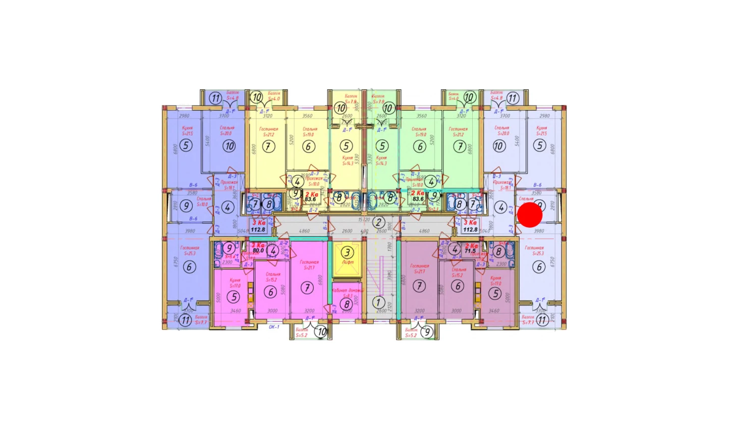 3-комнатная квартира 112.8 м²  7/7 этаж