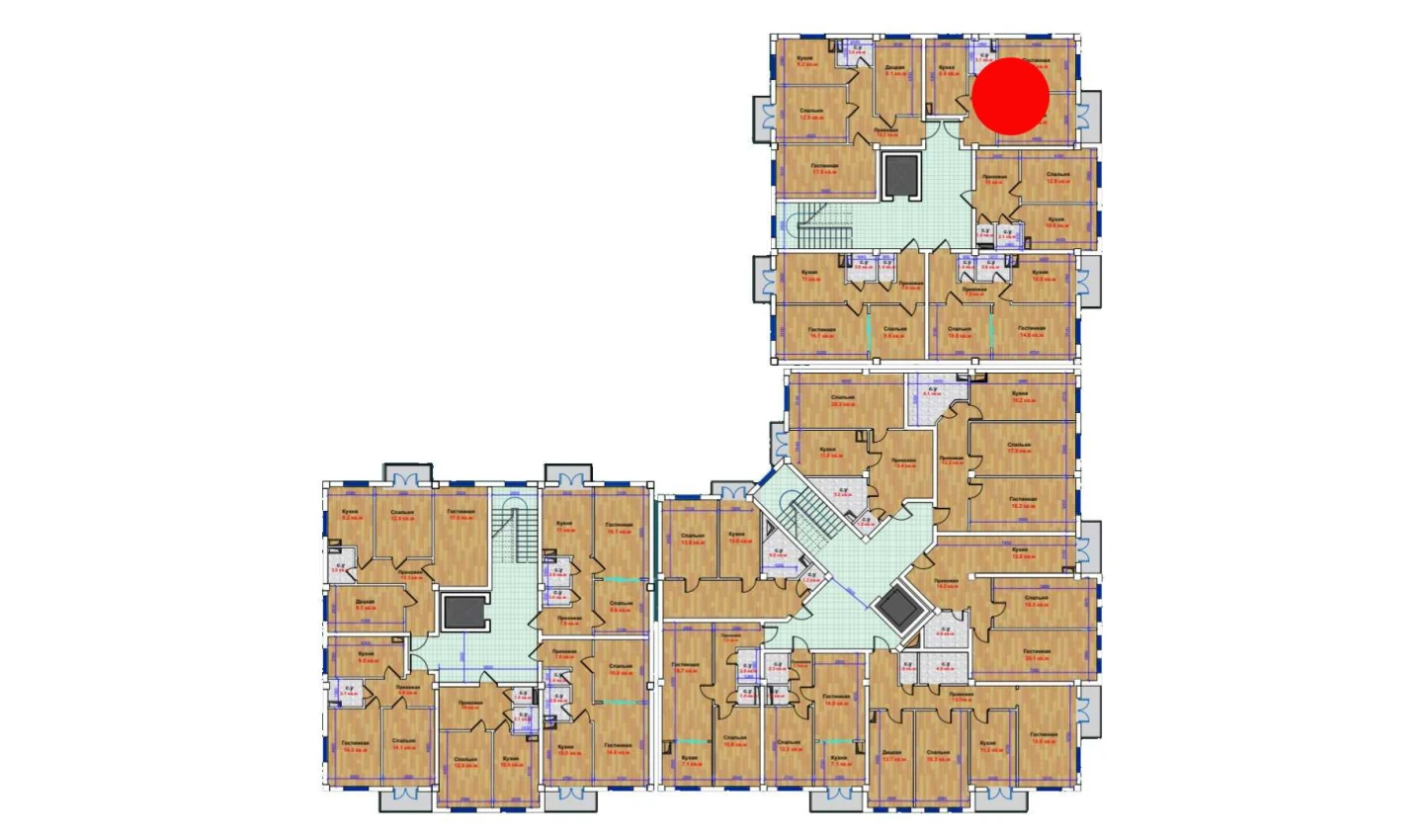 2-xonali xonadon 47.9 m²  3/9 qavat | MBG Turar-joy majmuasi