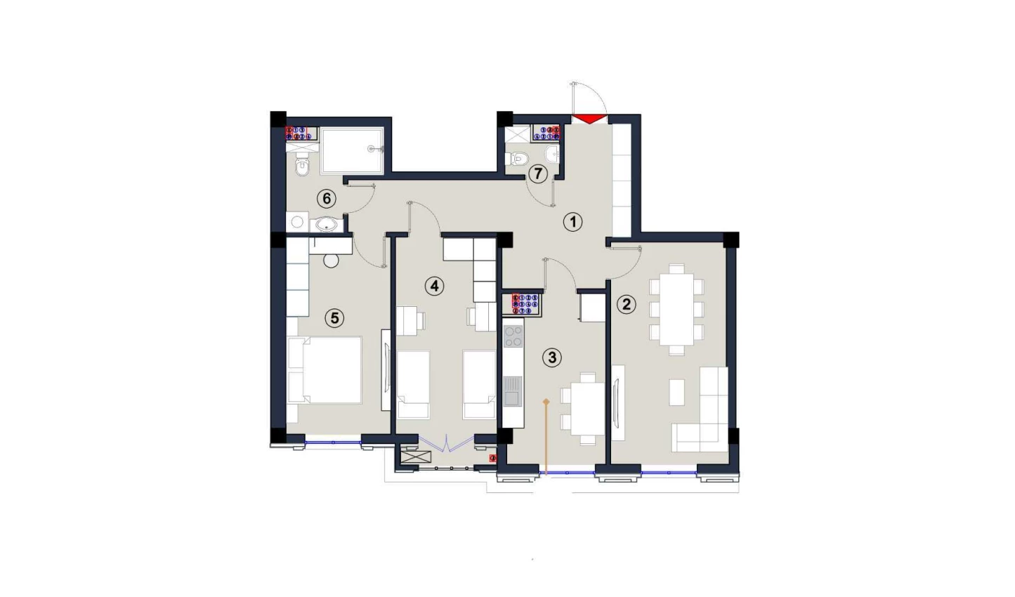 3-комнатная квартира 87.5 м²  8/8 этаж