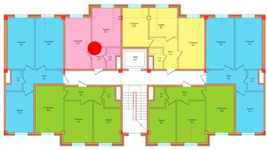 1-комнатная квартира 38.1 м²  1/1 этаж