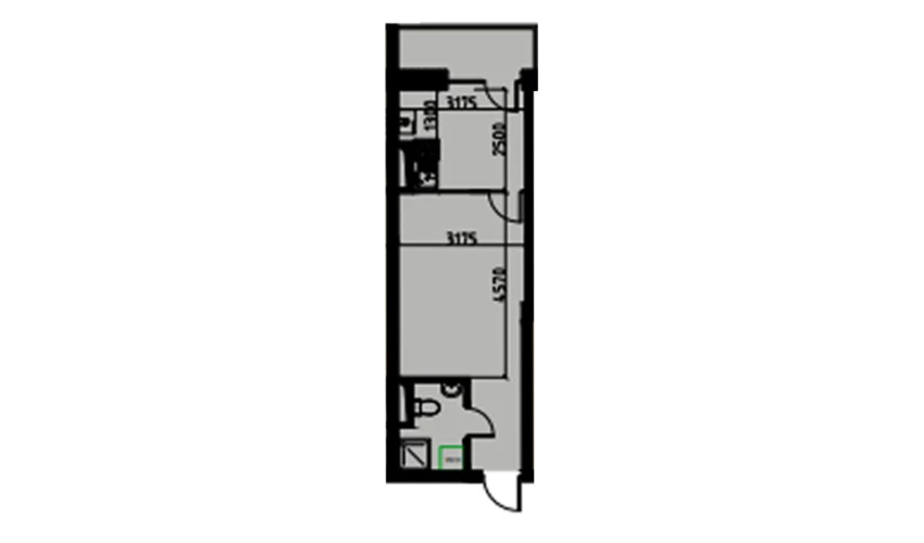 1-комнатная квартира 30.31 м²  3/3 этаж