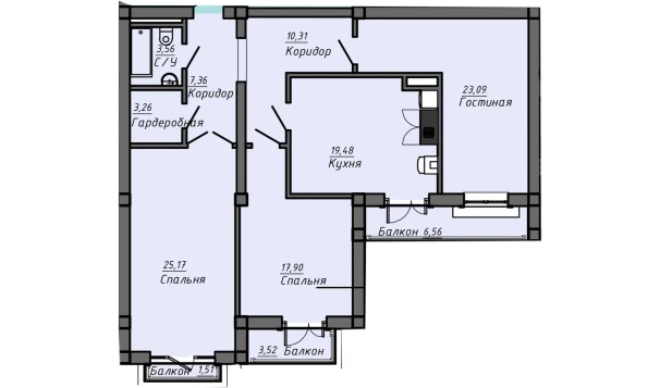 3-комнатная квартира 113.61 м²  3/10 этаж | Жилой комплекс Samarqand Park Avenue