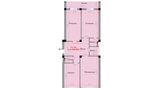 3-комнатная квартира 105.5 м²  6/8 этаж | Жилой комплекс Saxro