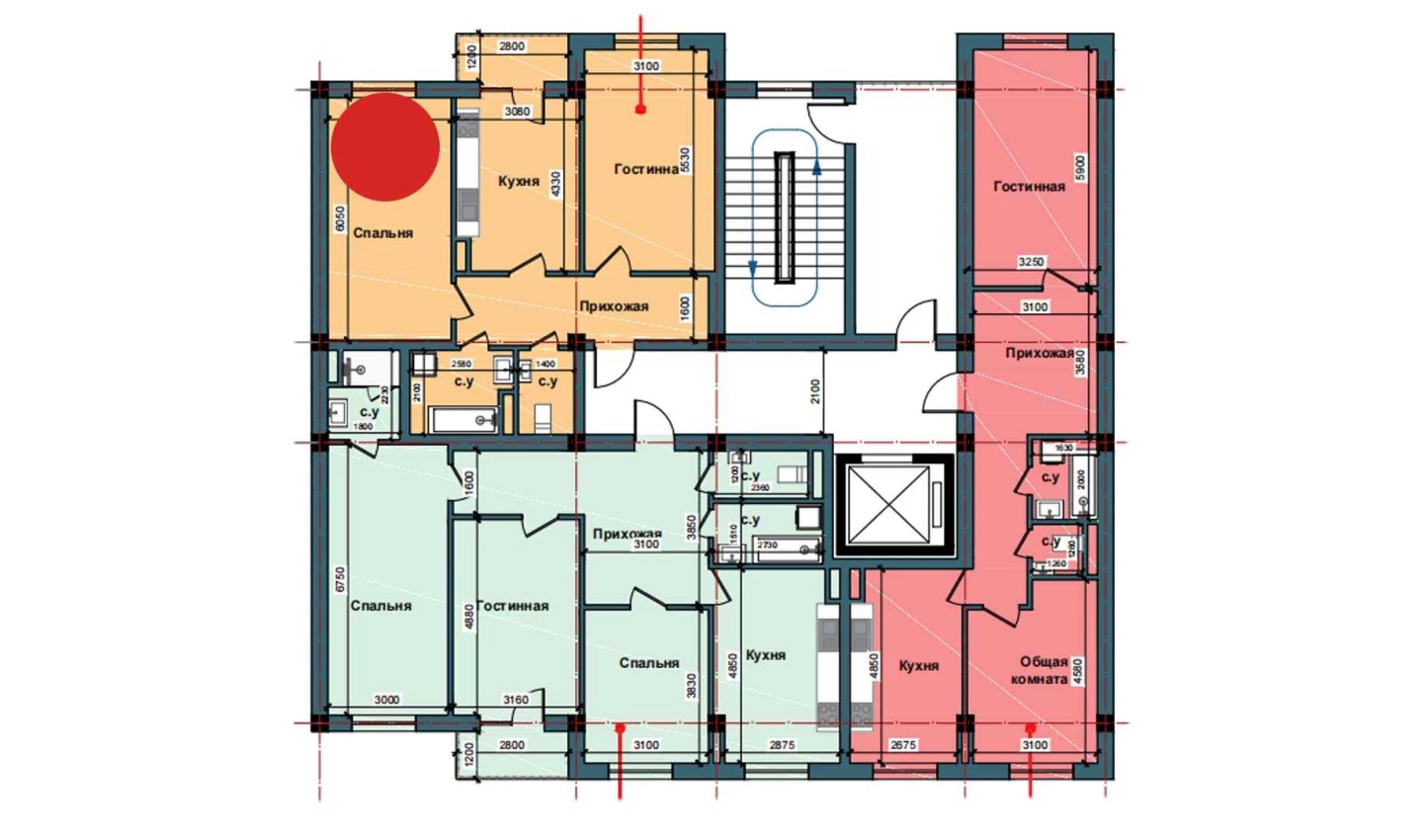 2-комнатная квартира 75 м²  3/3 этаж