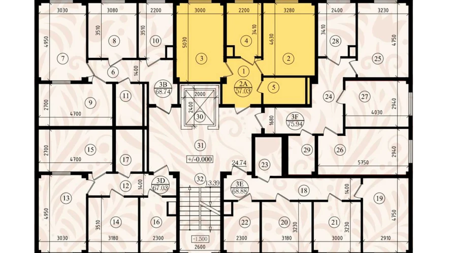 2-комнатная квартира 48.55 м²  1/1 этаж