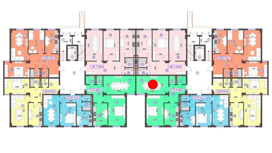 2-комнатная квартира 67.06 м²  1/1 этаж