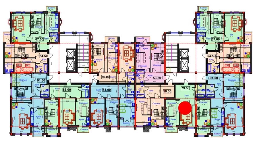 2-xonali xonadon 79.5 m²  9/9 qavat