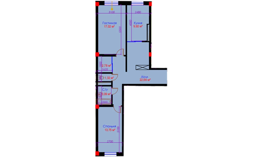 2-комнатная квартира 70.77 м²  10/10 этаж