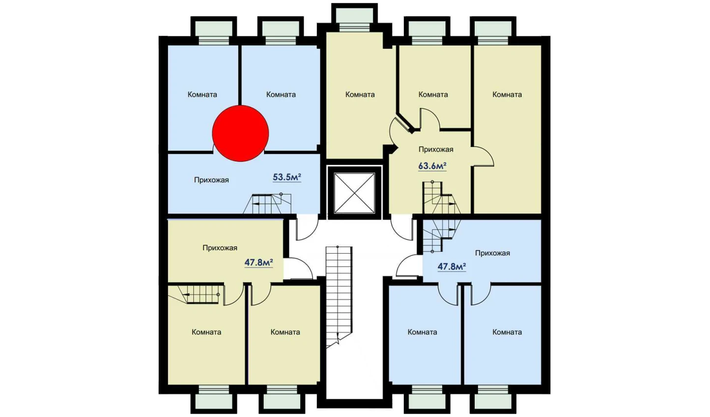 2-комнатная квартира 55 м²  1/1 этаж