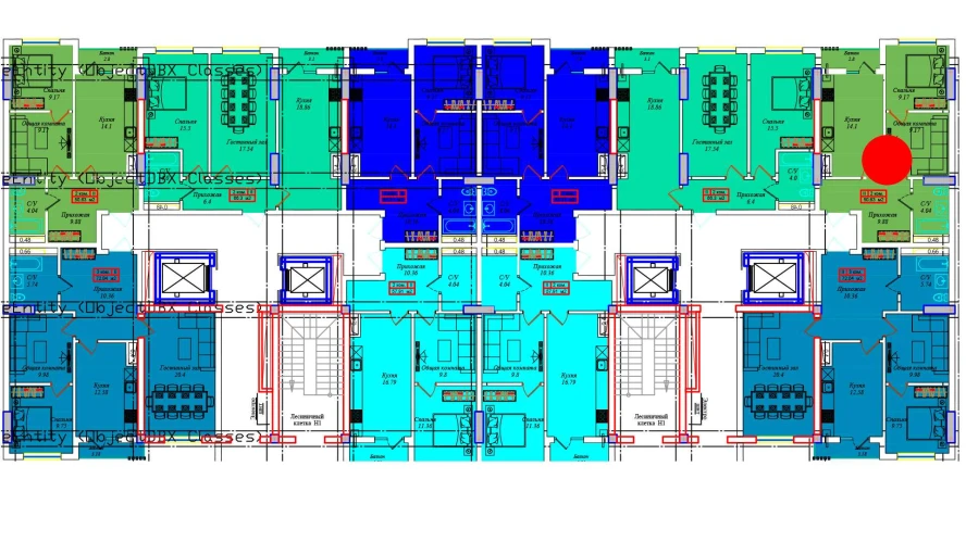 1-xonali xonadon 49.6 m²  7/7 qavat