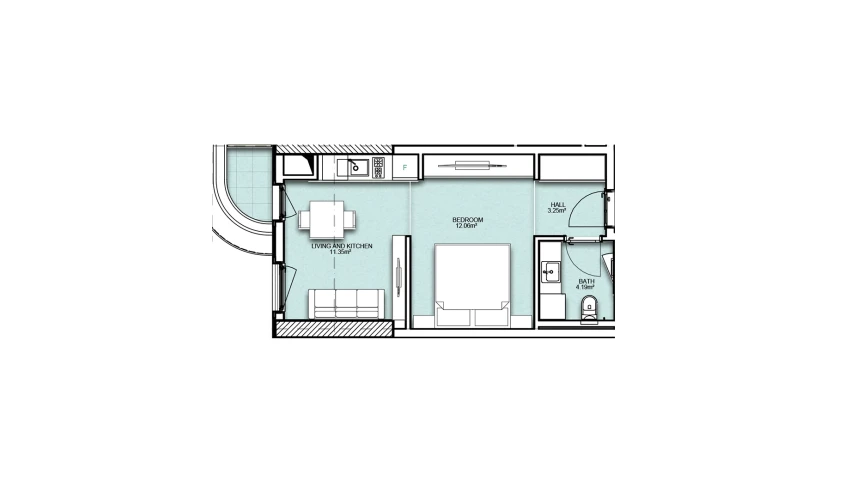 1-комнатная квартира 34.8 м²  13/19 этаж | Жилой комплекс Resim Taşkent