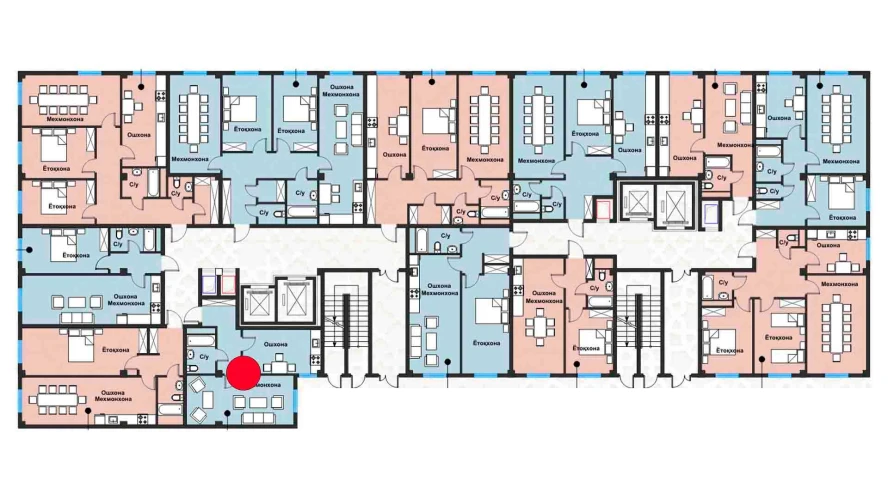 1-комнатная квартира 41.66 м²  1/1 этаж