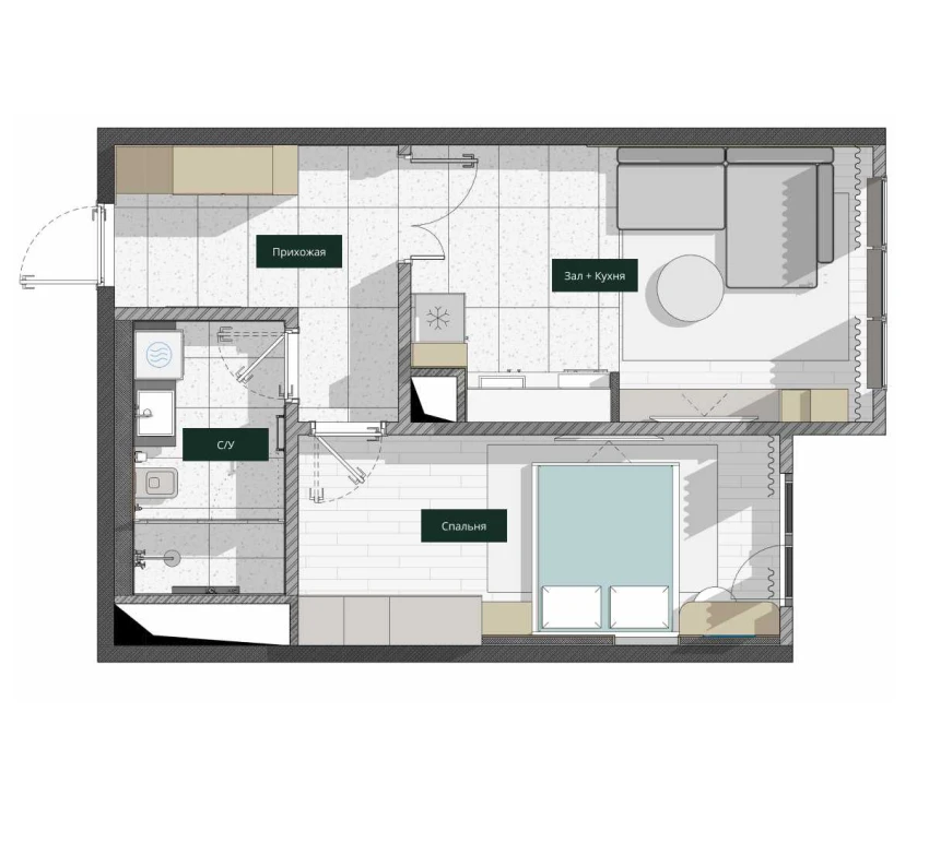 2-комнатная квартира 47.59 м²  20/20 этаж