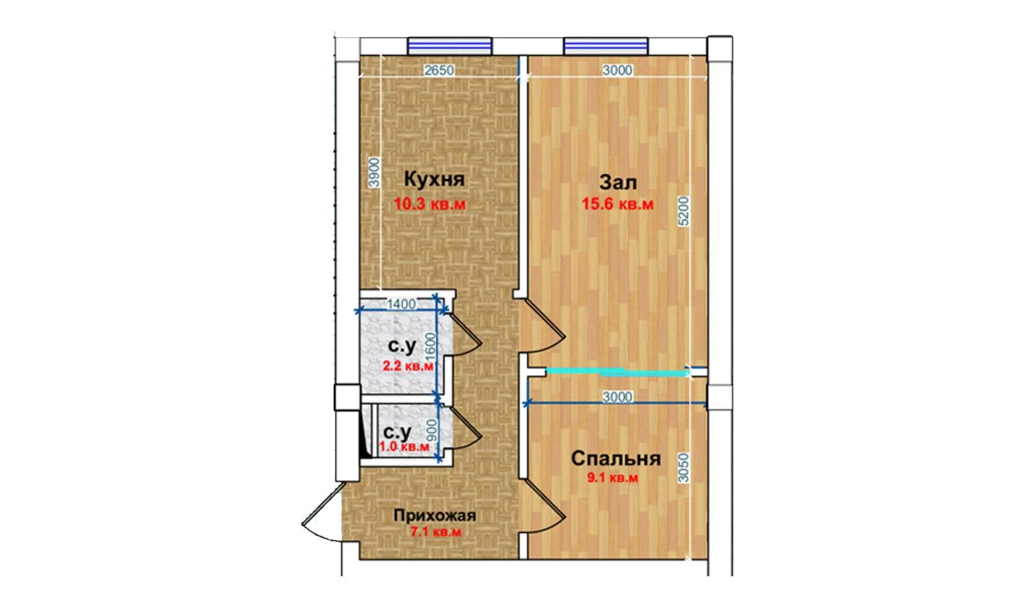 3-xonali xonadon 124.6 m²  1/6 qavat | MBG Turar-joy majmuasi