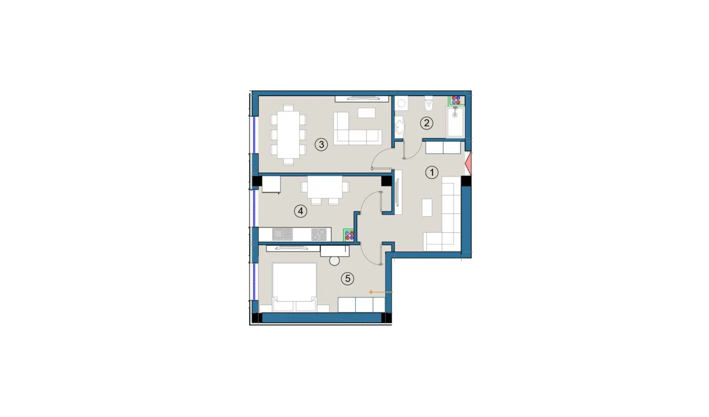 2-комнатная квартира 64 м²  2/2 этаж