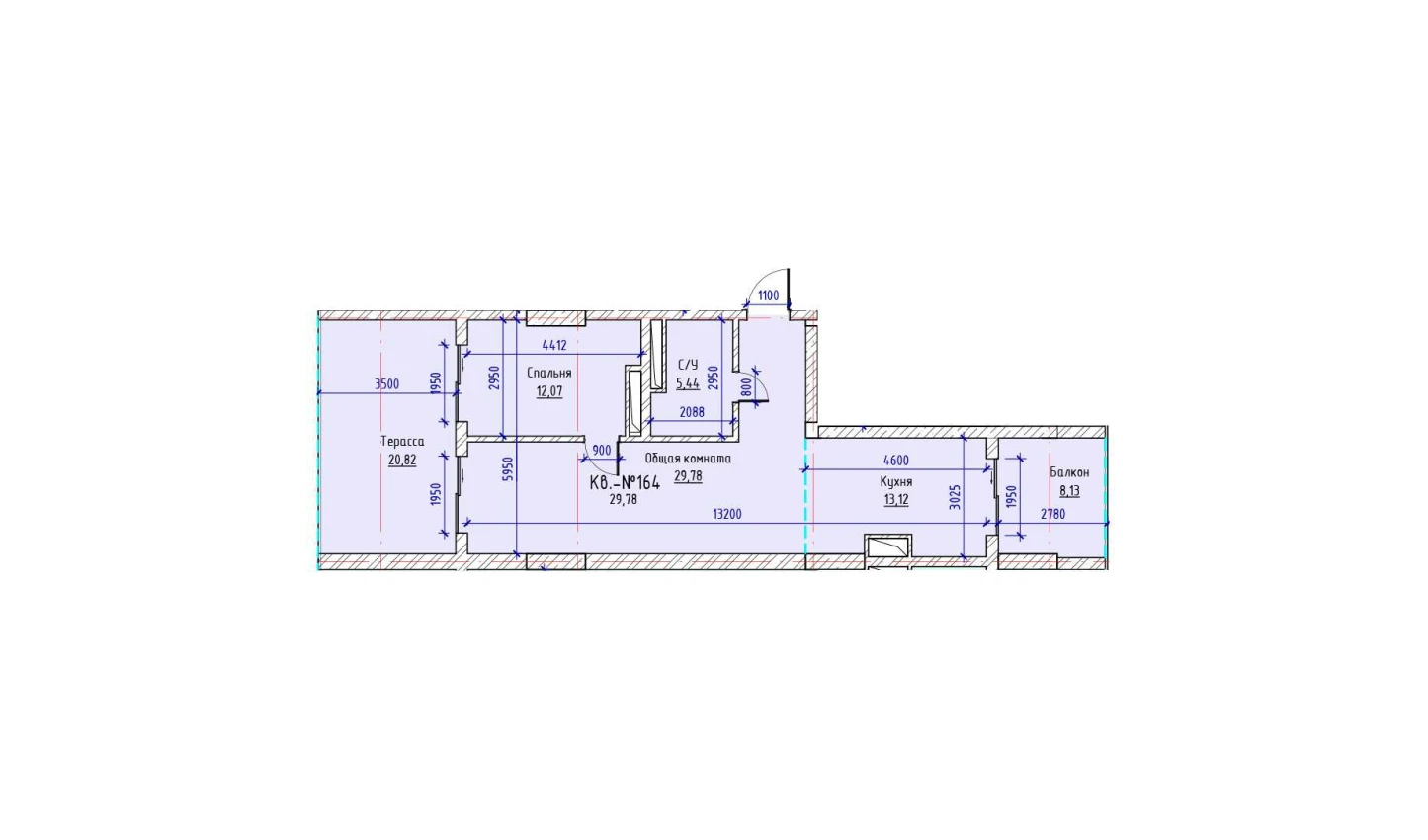 1-xonali xonadon 29.78 m²  17/17 qavat