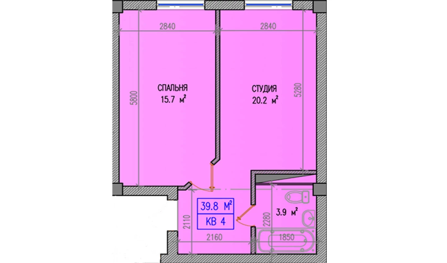 3-xonali xonadon 39.8 m²  1/1 qavat