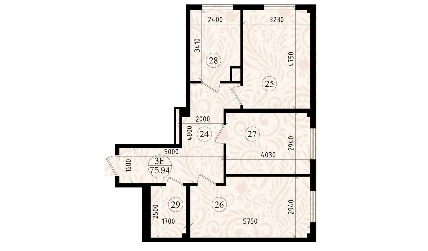 3-комнатная квартира 70.31 м²  1/1 этаж