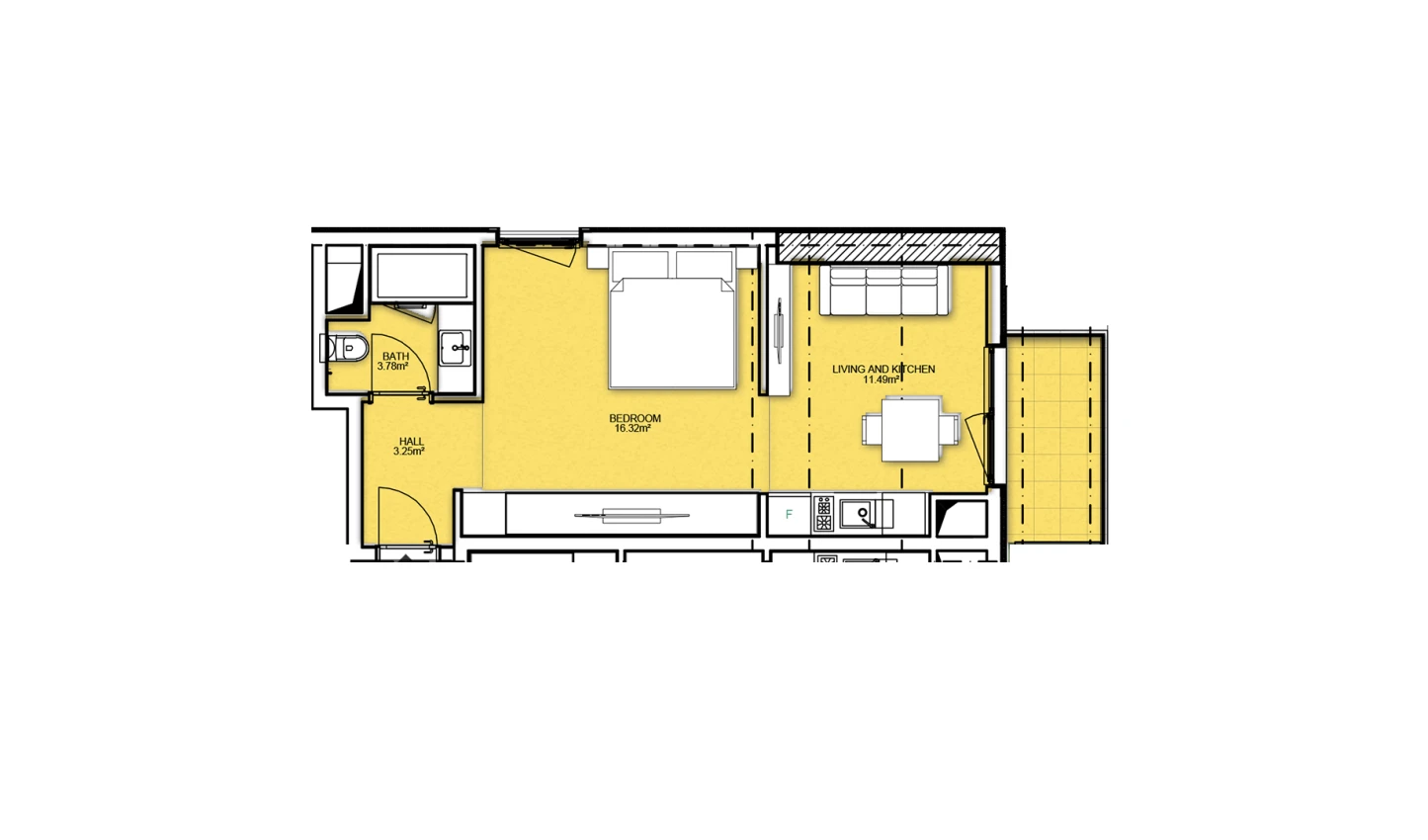 1-комнатная квартира 42.03 м²  19/19 этаж