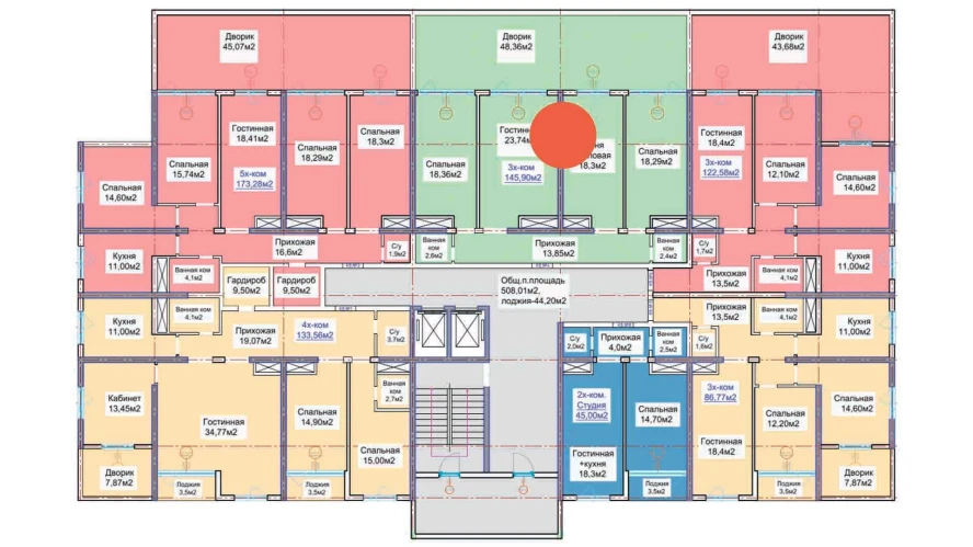 3-комнатная квартира 145.9 м²  2/2 этаж