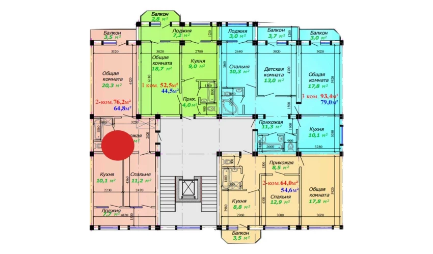 2-xonali xonadon 76.2 m²  3/7 qavat | Bunyodkor Turar-joy majmuasi