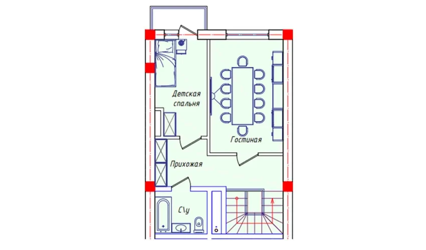 2-xonali xonadon 44.2 m²  8/8 qavat