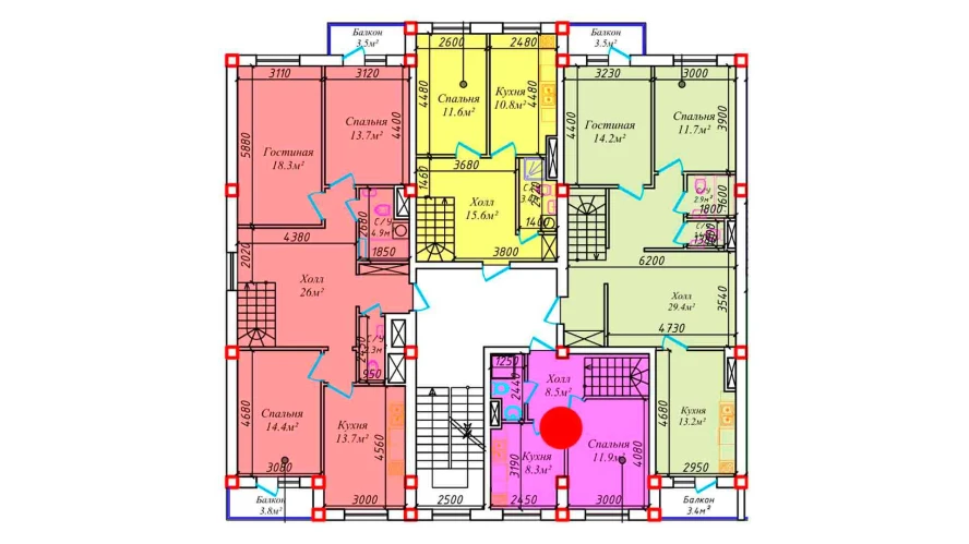 1-комнатная квартира 100.5 м²  5/5 этаж