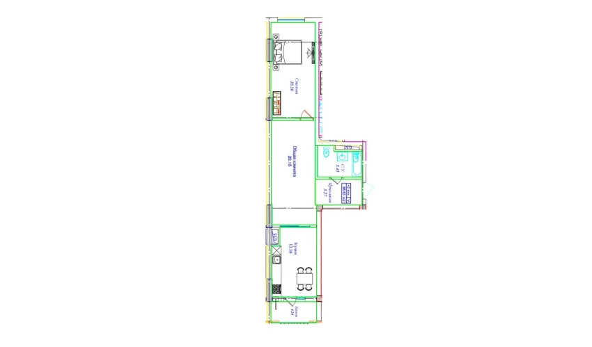 2-комнатная квартира 66.63 м²  12/17 этаж | Жилой комплекс UCHTEPA CITY