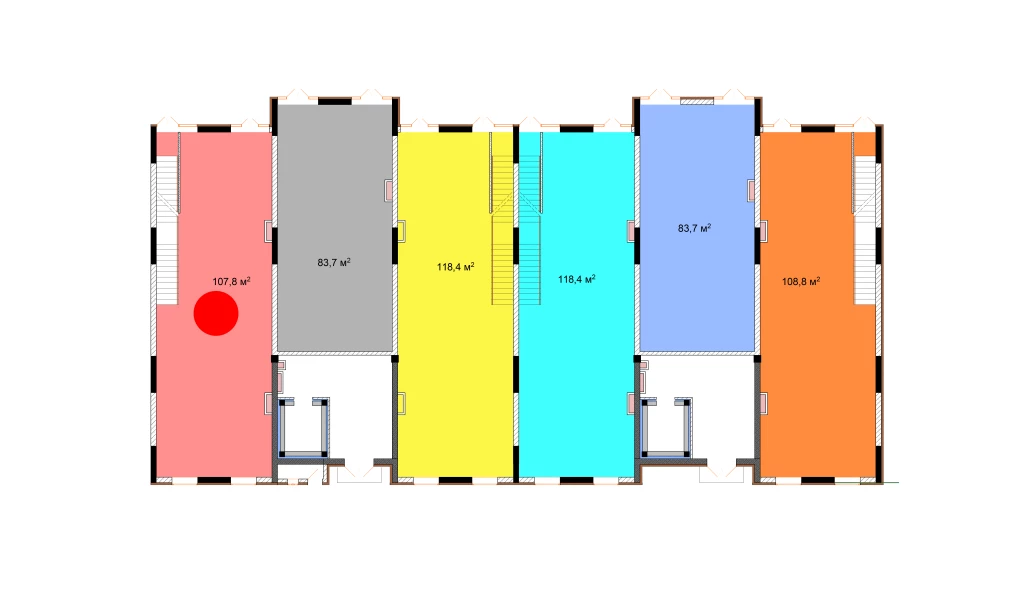 1-комнатная квартира 107.8 м²  1/1 этаж