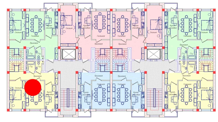 2-комнатная квартира 62.4 м²  3/3 этаж