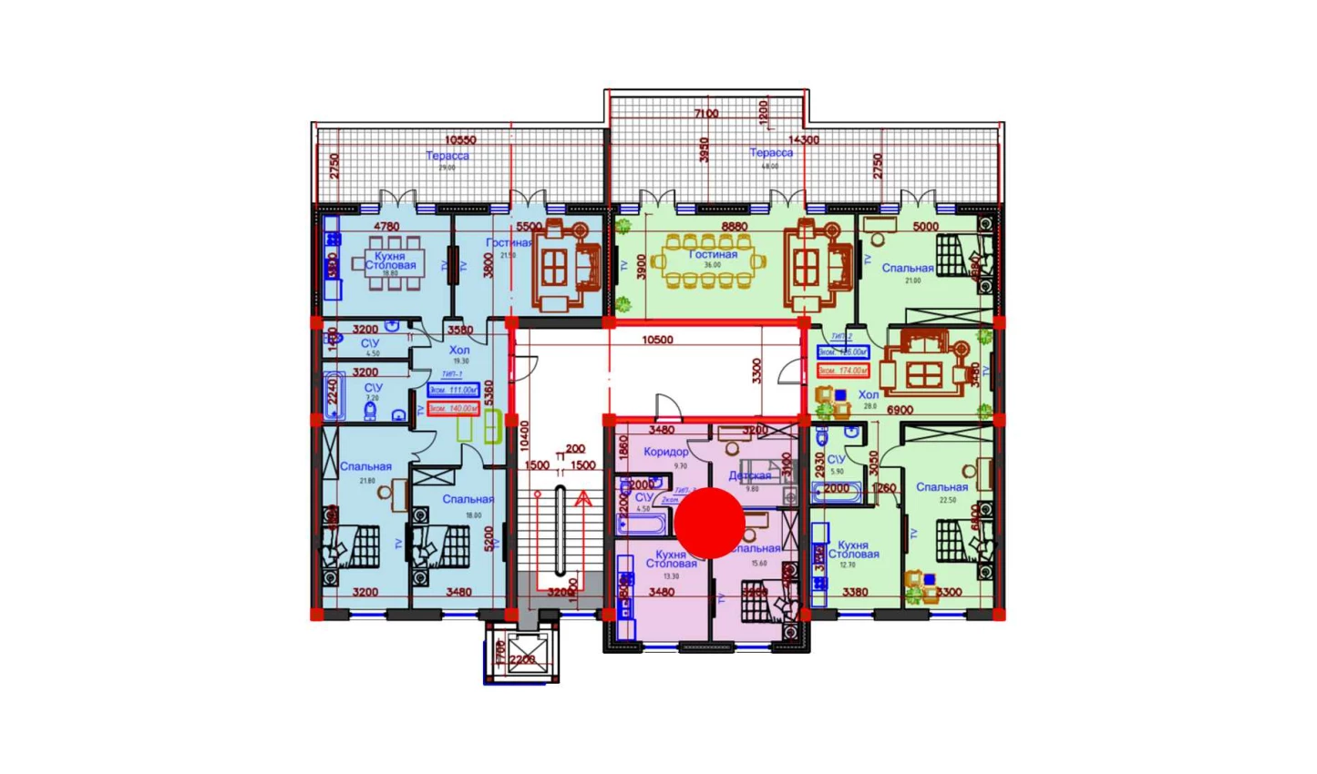 2-комнатная квартира 62 м²  9/9 этаж