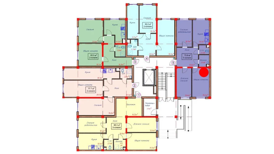 3-комнатная квартира 73.9 м²  1/1 этаж