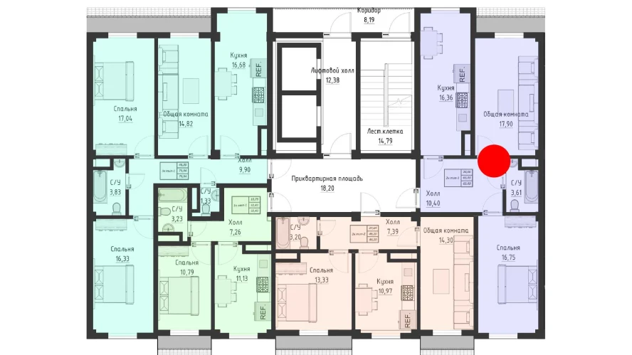 2-комнатная квартира 65.03 м²  15/15 этаж