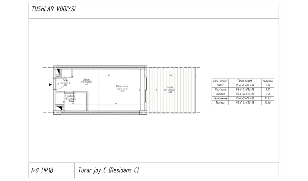 1-xonali xonadon 27.67 m²  1/1 qavat