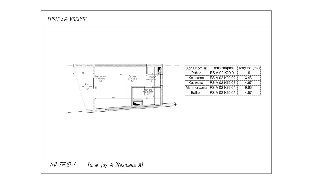 1-xonali xonadon 21.041 m²  3/3 qavat