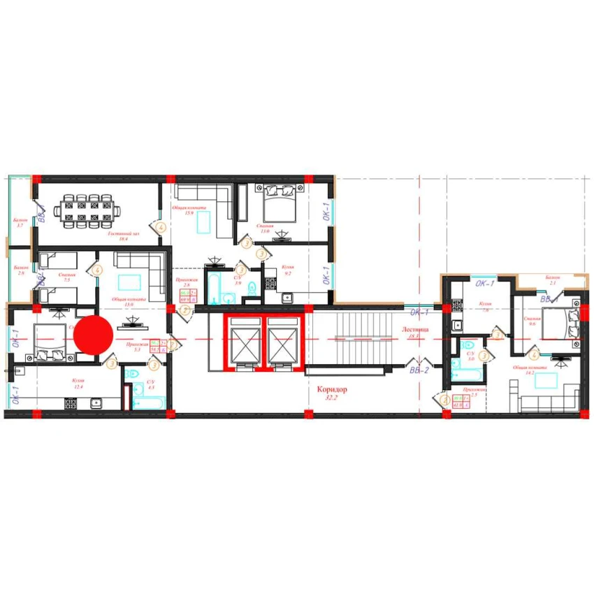 2-xonali xonadon 58.5 m²  2/10 qavat | CHINARA PARK Turar-joy majmuasi