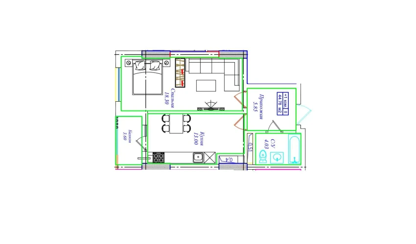 1-комнатная квартира 44.78 м²  7/17 этаж | Жилой комплекс UCHTEPA CITY