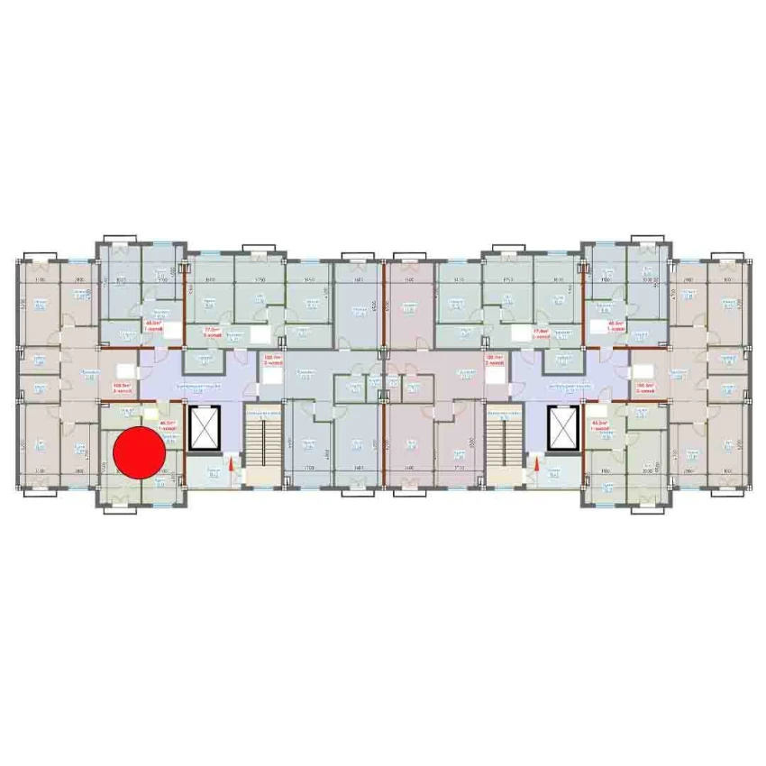 1-комнатная квартира 45.3 м²  8/8 этаж