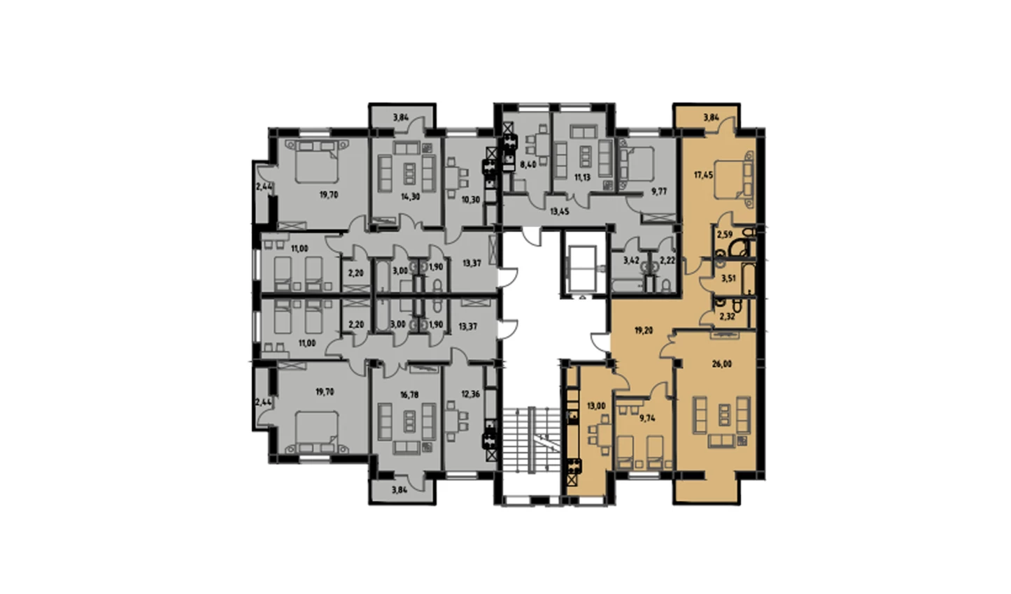 3-комнатная квартира 96.14 м²  4/4 этаж