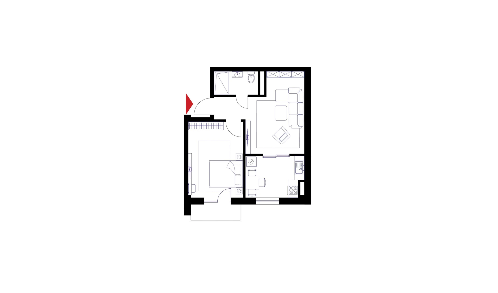 2-комнатная квартира 47.8 м²  5/5 этаж