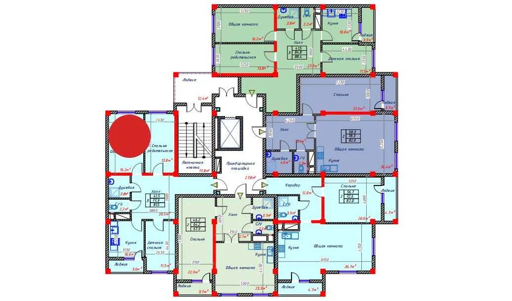 3-комнатная квартира 81.5 м²  3/3 этаж