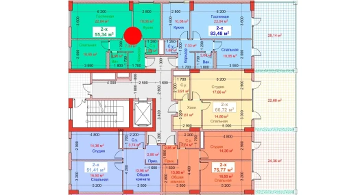 2-комнатная квартира 55.34 м²  2/8 этаж | Жилой комплекс CAPITAL AVENUE