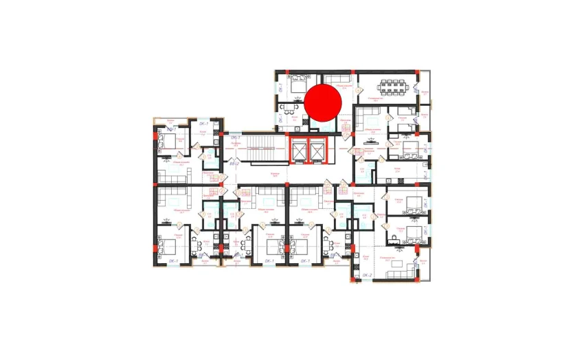 2-комнатная квартира 69.9 м²  3/12 этаж | Жилой комплекс CHINARA PARK