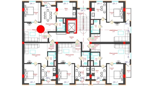 2-комнатная квартира 62.6 м²  3/5 этаж | Жилой комплекс CHINARA PARK