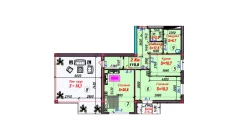 3-xonali xonadon 115.13 m²  7/9 qavat | SAMARQAND CITY Turar-joy majmuasi